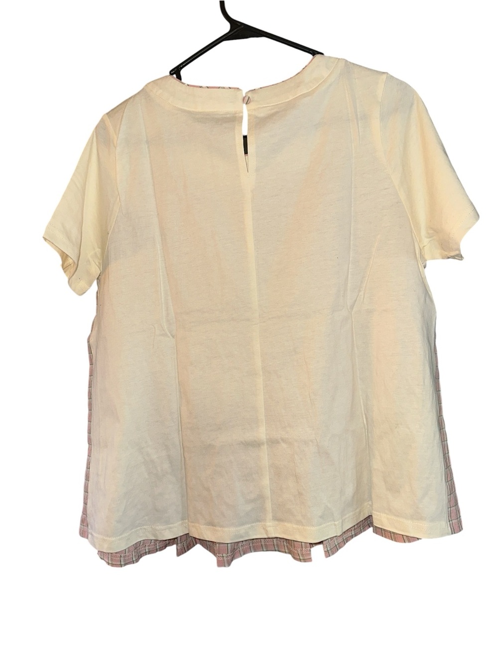 NWT! Gigio Pink Plaid SS Top w/Cream Yoke-Sz M - Picture 3 of 5
